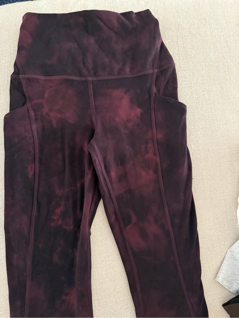 High-Waist Tie-Dye Leggings - Wine Red